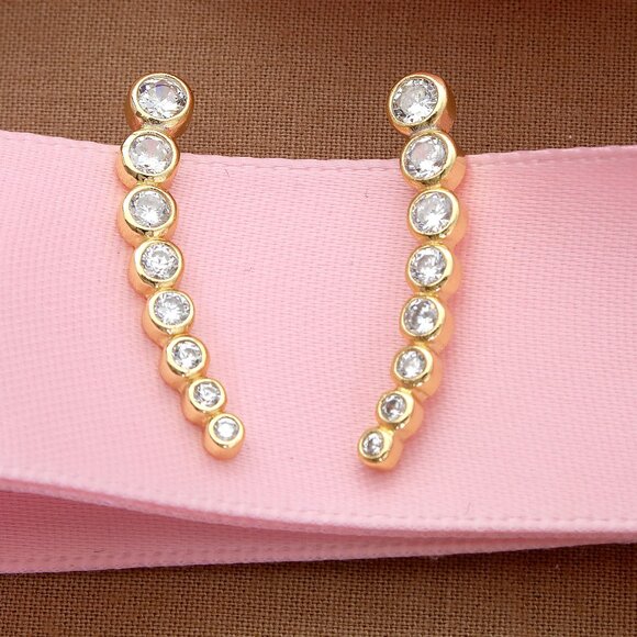 NEW Gold Crawler Earrings, Ear Climber, Minimalist Cuff Earrings, Gift For Women - Picture 6 of 12